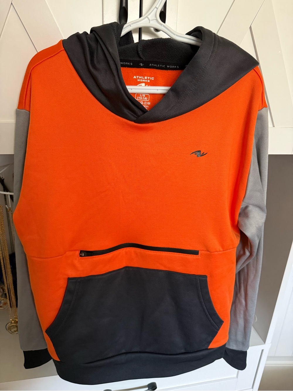 Athletic Works Orange, Black & Gray Kids Hoodie Sweatshirt
